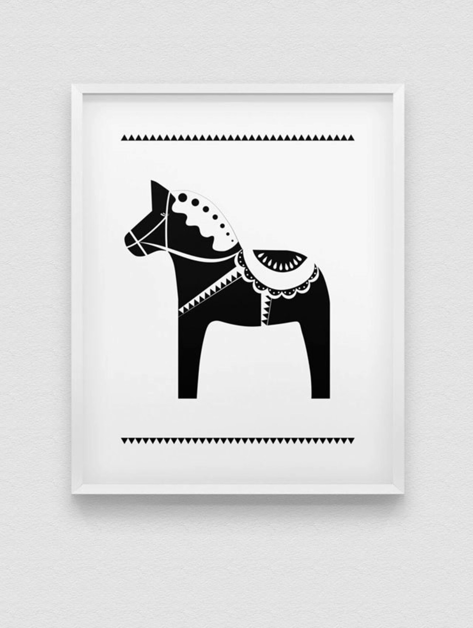 Dala Horse Print // Nordic Style Print // Black and White Home Etsy