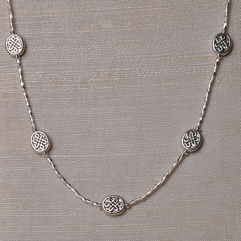 Celtic Knot Necklace Silver Colored Beads Silverplated Etsy