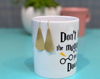 Gold-Toned Rounded Teardrop Earrings, Raw Brass