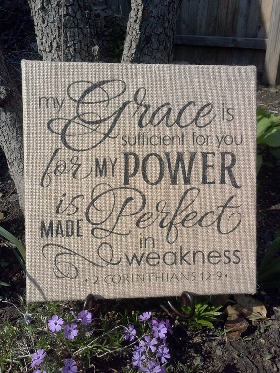 Items similar to MOVING SALE My Grace is Sufficient Painted Burlap
