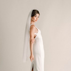 Jamie Veil - Super Soft Tulle Veil, English Netting Fingertip Veil, Single Tier Soft Tulle Wedding Veil, Soft Bridal Veil, 3009