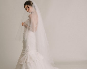 Alicia Veil - Cathedral Drop Veil with Long Blusher, Long Wedding Veil, Bridal Veil, Circle Veil, Volume, 3036