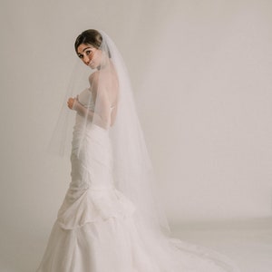 Alicia Veil - Cathedral Drop Veil with Long Blusher, Long Wedding Veil, Bridal Veil, Circle Veil, Volume, 3036