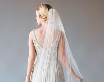 Catherine Veil - single tier wedding veil, raw edge, 54&quot; width, simple bridal veil, classic wedding veil