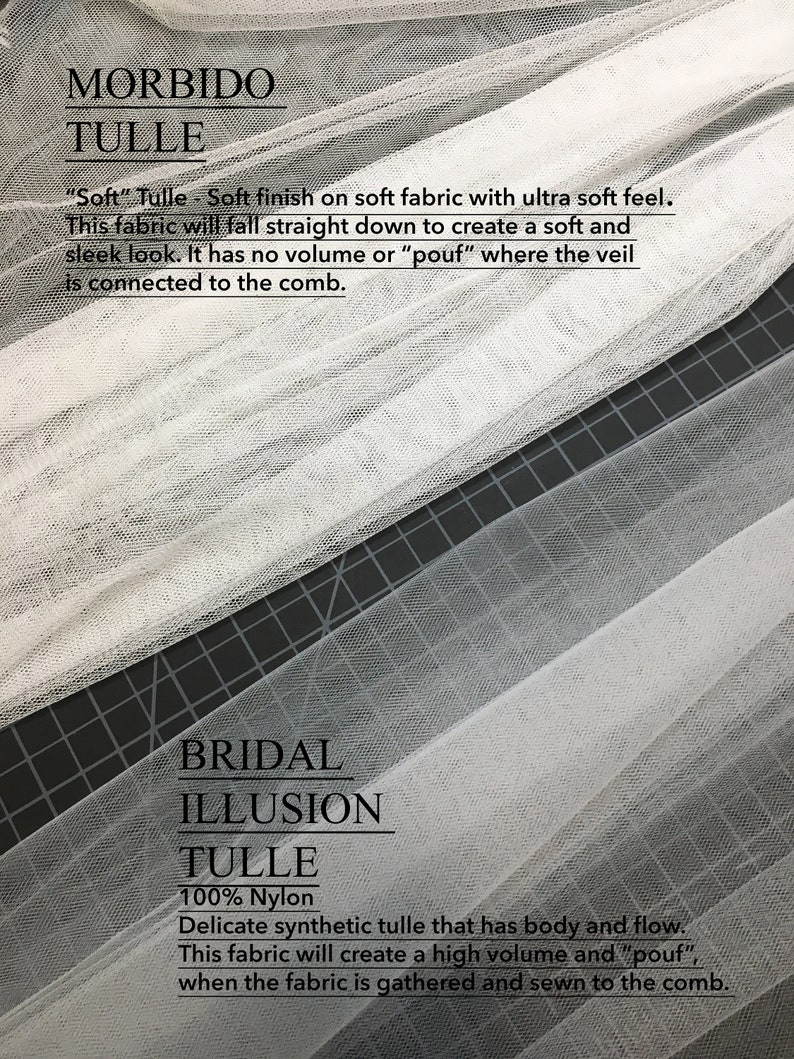 TULLE SWATCHES, Sample Swatches of Bridal Illusion Tulle, White, Light Ivory image 5