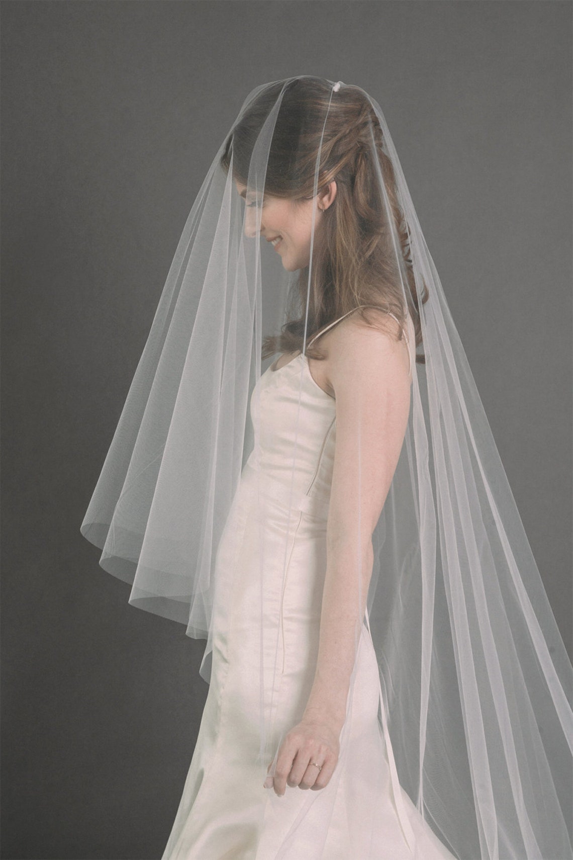 W.J. Veil Cathedral Length Drop Veil Bridal Veil Wedding Etsy
