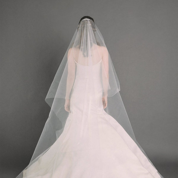 W.J. Veil - Drop Veil, Cathedral Veil, Blusher Wedding Veil, Long Veil, Romantic Veil, Kate Middleton Veil, Sheer Veil, Circle Veil