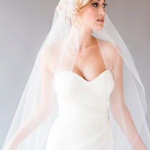 Kate Veil - Juliet Cap Veil with Lace Appliqué, Chapel Length Veil, Vintage Veil, Lace Veil, 20&#39;s Bridal Veil, Single Tier Veil, Cap Veil