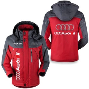 AUD Sport Windbreaker Ski Jacket, Hooded Fleece Long Jacket Customize Name V36