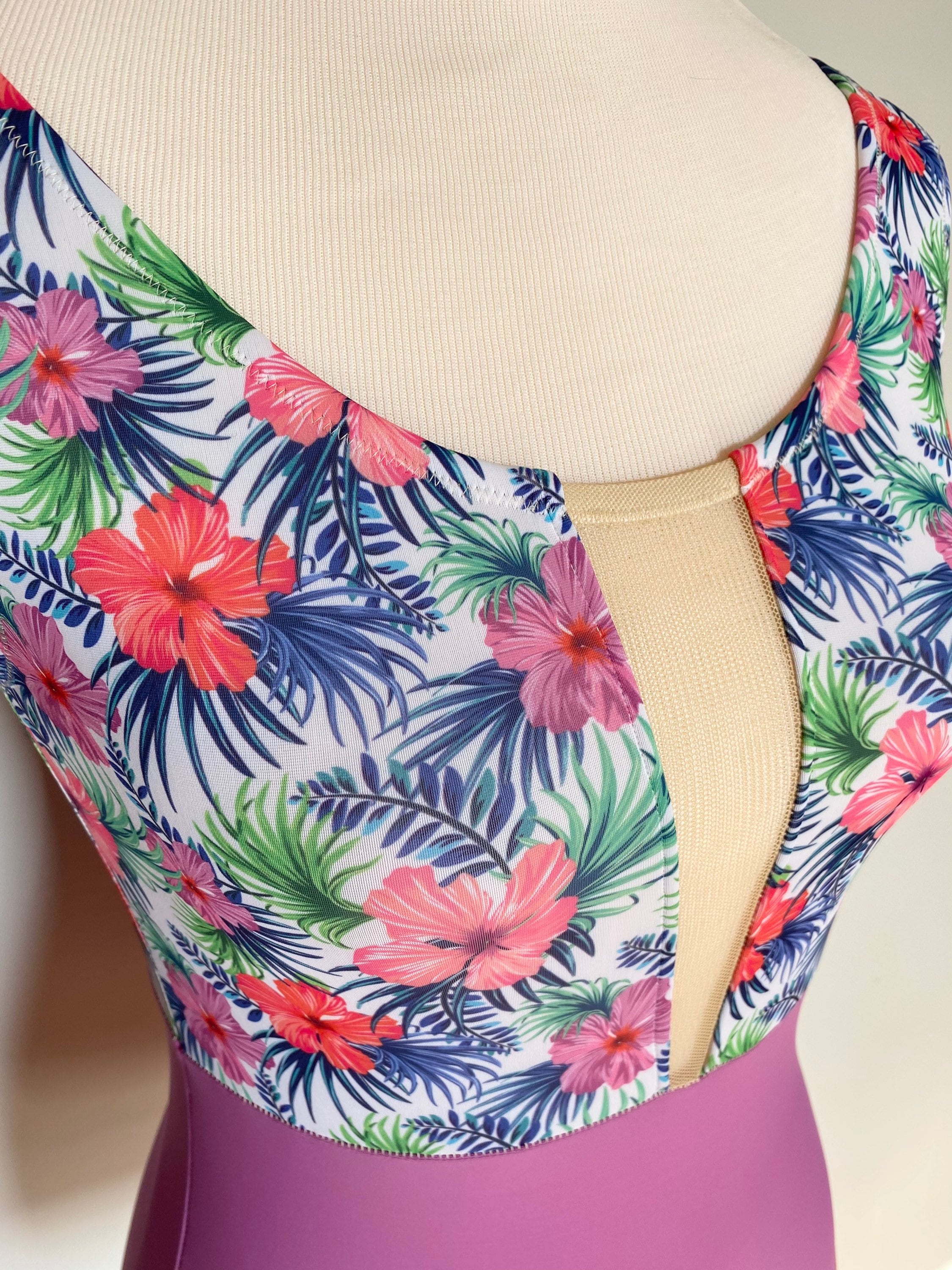 Tropical Flower Print Leotard for Adult Small Size Made in USA | Etsy