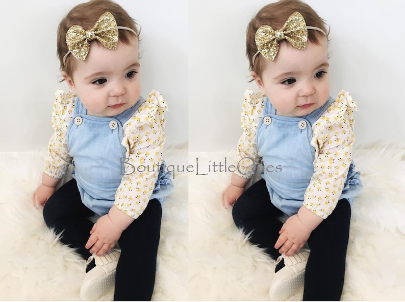 Glitter Bow Alligator Clip, Gold Glitter Bow Newborn Baby Headband, Toddler Headband, Wedding Girl Headband image 6