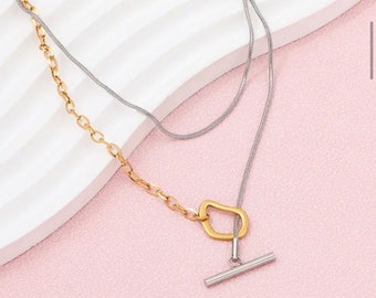 Gold and Stainless Steel Two Toned Hand Crafted Minimalist Necklace Washable Anti-tarnish Anti-fade Jewelry Australia