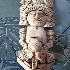 Mexican Aztec Deity Jaguar Civilization Statue Figure Stone Carved Art Sculpture
