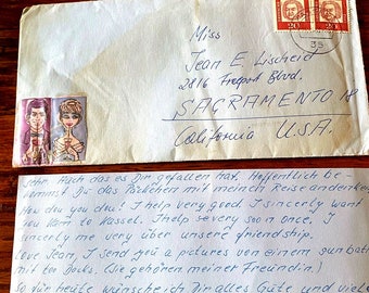 1963 Vintage German Cursive Handwritten Letter Stamp Envelope Paper Ephemera