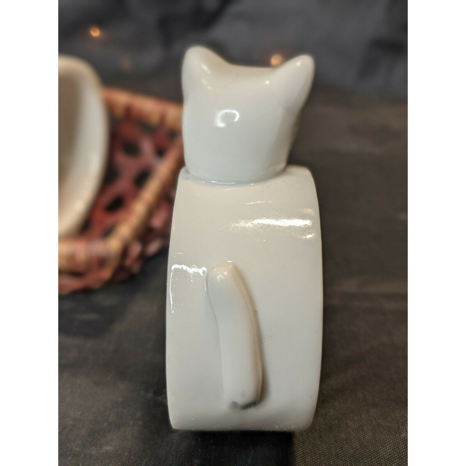 White Ceramic Cat Kitten Napkin Holder Rings Linen Cloth Paper Etsy
