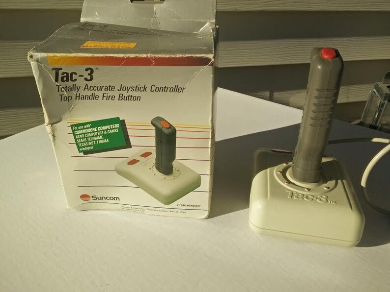 Suncom Tac-3 Joystick Controller For Commodore 64 Atari 2600 400 800 1200