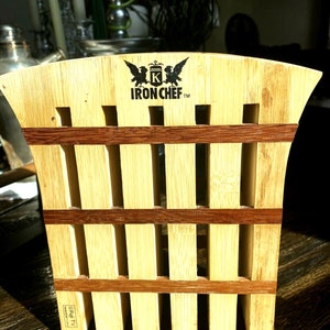 Iron Chef Bamboo Wood 5 Slot Knife Cutlery Kitchen Knives Storage Block Holder