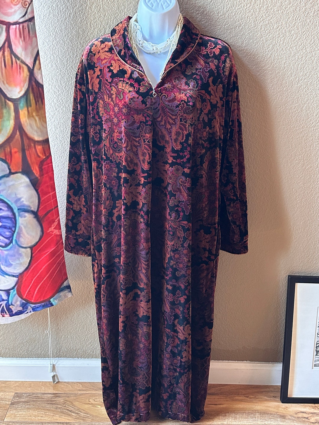 Robe Caftan Oscar De La Renta - Noir Et Blanc, Taille M, Coton, Occasion Formelle