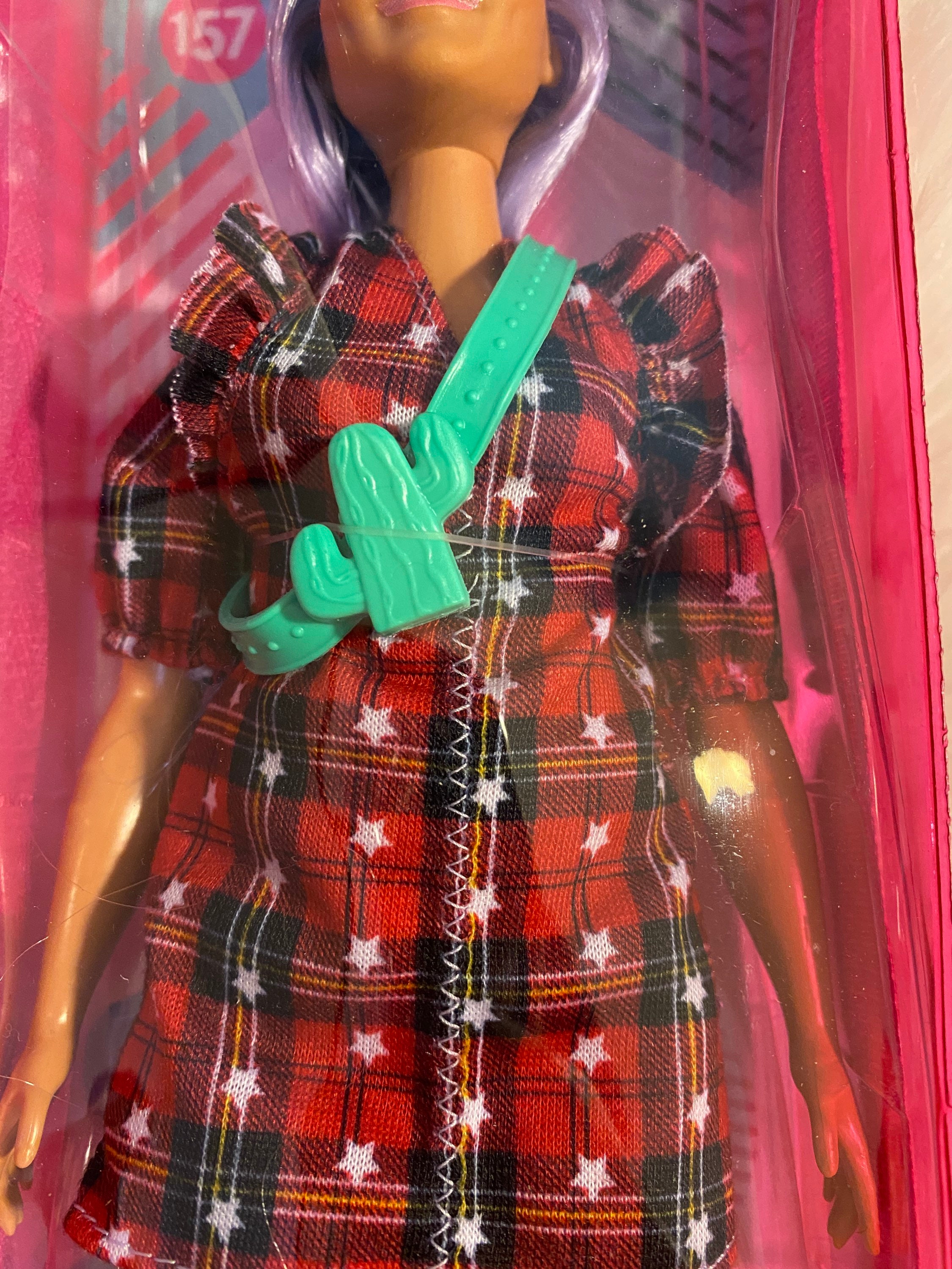 Barbie Doll Fashionistas 11 Doll 157 Curvy Lavender Hair Red Plaid