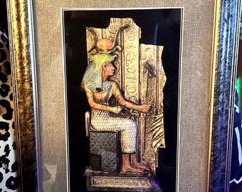 Framed Egyptian Wall Art Pharoah Shadow Box Hieroglyphics Picture