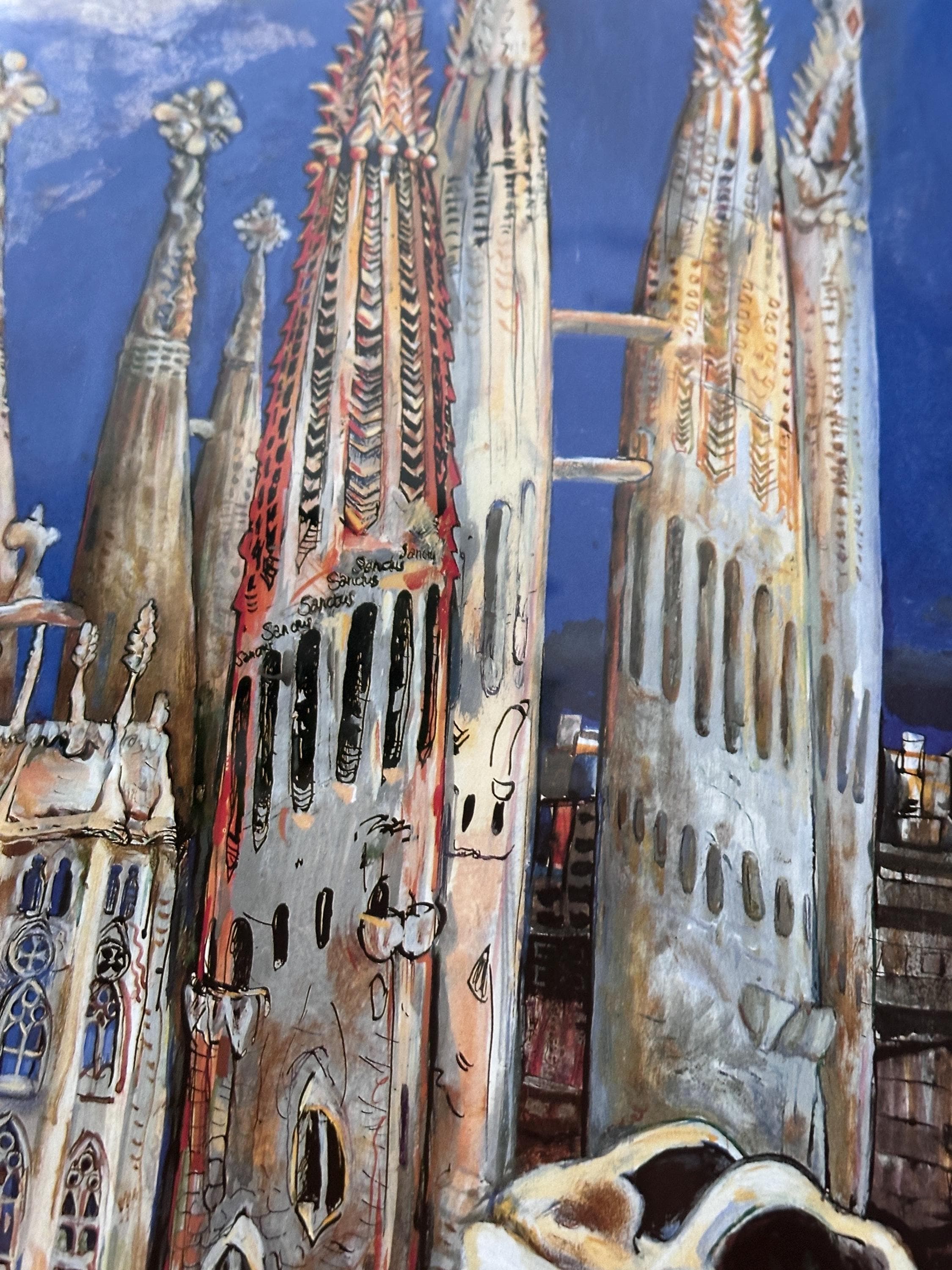 「ラ・サグラダ・ファミリア」ピレリー・アントニー作画の都市ポスター Framed Antoni Gaudi LA Sagrada Familia Barcelona by Anthony Pilley