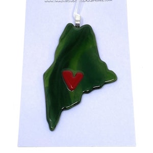 State of Maine Ornament with Heart