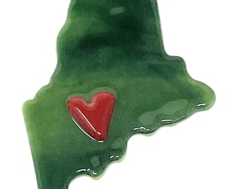 State of Maine Ornament with Heart