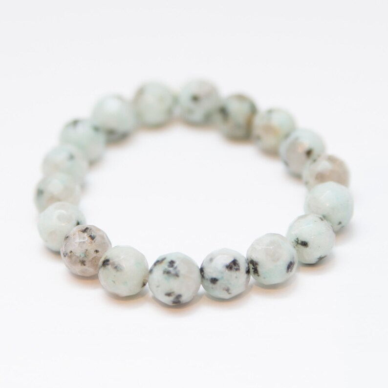 Body Re-Energizing Negative Energy Absorbing Faceted Kiwi Jasper Bracelet