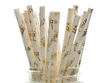 Gold Princess Straws (25 Pack) - Princess Party Supplies