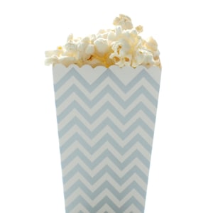 Silver Chevron Popcorn Boxes (12 Pack) - Paper Favor Cartons, Zig Zag Candy Containers, Small Wedding Favors