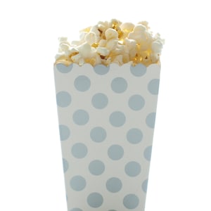 Silver Polka Dot Popcorn Boxes (12 Pack) - Open Top Popcorn Containers, Mini Favor Boxes, Movie Theater Treat Cartons