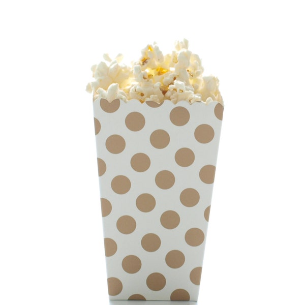 Gold Polka Dot Popcorn Boxes (12 Pack) - Small Popcorn Cartons, Gourmet Favor Tubs, Candy Buffet Treat Containers
