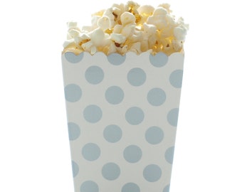 Silver Polka Dot Popcorn Boxes (12 Pack) - Open Top Popcorn Containers, Mini Favor Boxes, Movie Theater Treat Cartons