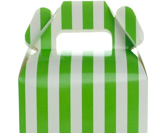 Green Stripe Party Favor Boxes (12 Pack) - Party Treat Boxes, Small Wedding Favor Box, Candy Buffet Supplies, Christmas Party