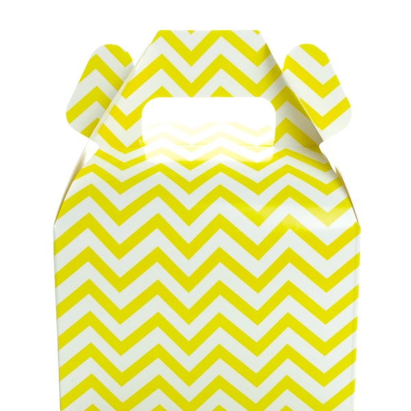 Yellow Candy Boxes, Small Chevron Party Favors (12 Pack) - Yellow Gift Boxes, Birthday Party Supplies, Yellow Summer Wedding Favor Boxes