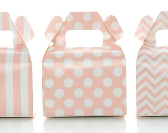 Candy Boxes, Light Pink Design Trio Party Favors (36 Pack) - Small Wedding Gift Boxes, Pink Girl Baby Shower Decorations, Treat Box Supplies