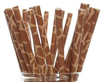 Giraffe Print Straws (25 Pack) - Zoo Animals, Wild One Birthday, Jungle Safari Straws