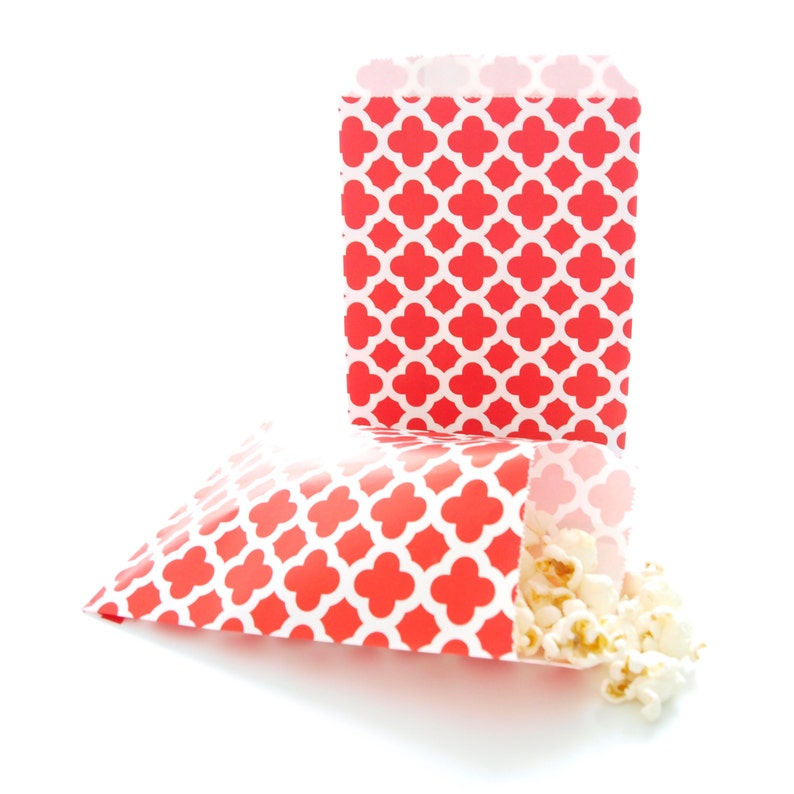 Red Paper Party Bags 100 Pack Stripe Chevron Spanish Etsy