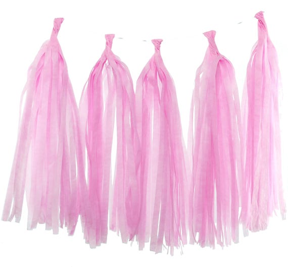 Tissue Paper Garland, Pink Streamers Party Tassels set of 5wedding  Backdrops, Birthday Party Supplies, Wedding Decorations, Paper Garland 