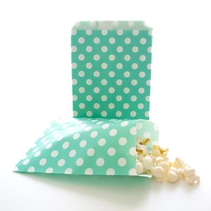 Teal Green Paper Polka Dot Bags (25 Pack)