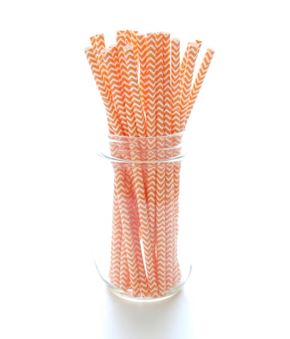 Orange Party Straws Wedding Straws Cocktail Paper Straws Etsy