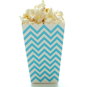 Popcorn Boxes, Blue Chevron (12 Pack) - Boy Baby Shower Favor Cartons, Popcorn Party Boxes, Beach Wedding Favors