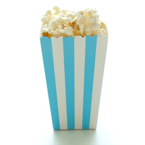 Popcorn Boxes, Blue Stripe (12 Pack) - Party Popcorn Cartons, Wedding Party Boxes, Paper Candy Tubs