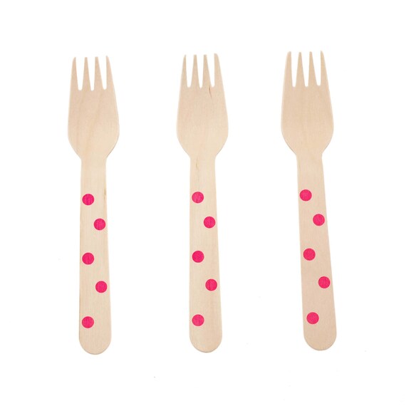 Plastic Silverware Kitchen Forks Hot Pink Polka Dot Forks