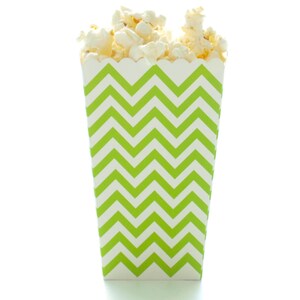 Popcorn Boxes, Green Chevron Zig Zag (12 Pack) - Garden Wedding Favor Movie Theater Tubs, Treat Carton Candy Buffet Containers