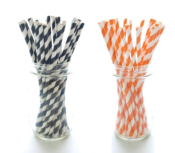 Halloween Paper Straws, Orange and Black, 7.75, by Way To Celebrate 