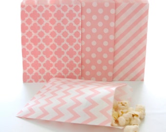 Party Bags Wedding Buffet Supplies Pink and White Long Sweet Candy Bags x 100