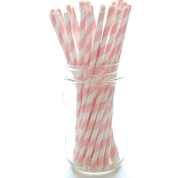 Pink Stripe Straw | Baby Shower | Paper Straws | Party Supplies | Bachelorette Party Decorations | Birthday Party | Cake Pop Sticks | Pastel