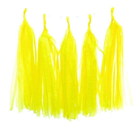 Yellow Tissue Paper Tassel Garland, Yellow Party Tassels (Set of 5) -  Wedding Streamers, Streamer Backdrop, Bunting Banner, Party Supplies