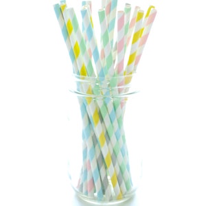 Pastel Stripe Straws (25 Pack) - Easter Straws, Baby Shower Straws, Spring Straws, Pastel Straws